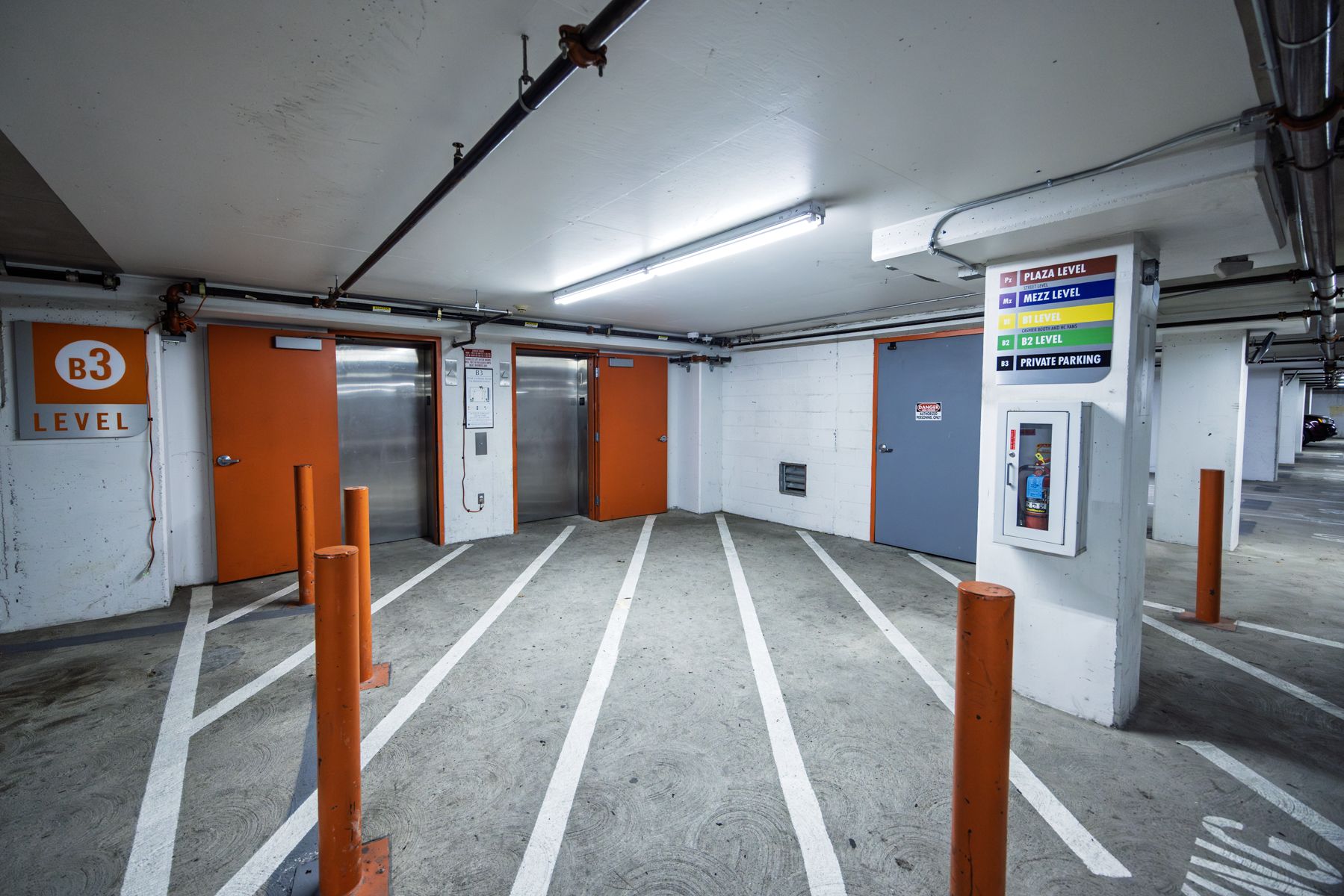 Attended parking and arrival level at 706 Mission